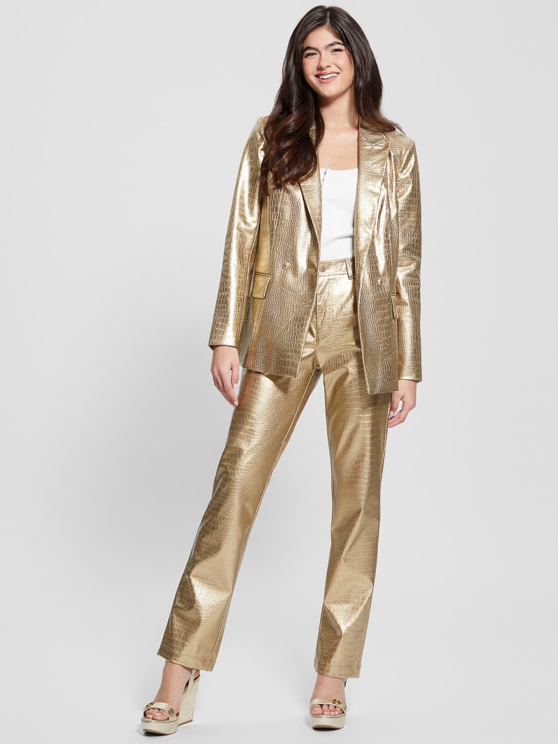 Guess Diletta Faux-Leather Blazer - Light Gold Guess Diletta Faux-Leather Blazer - Light Gold
