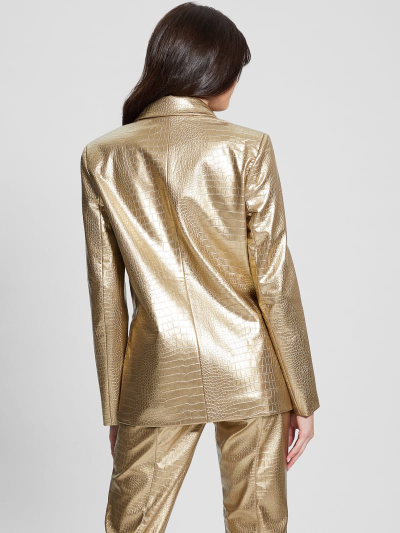 Guess Diletta Faux-Leather Blazer - Light Gold Guess Diletta Faux-Leather Blazer - Light Gold