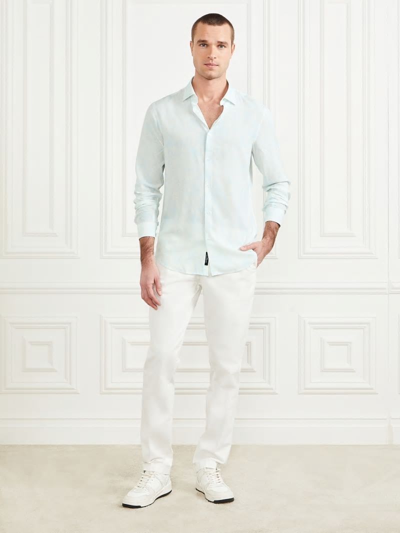 Guess Eco Benny Paul Shirt - Light Blue Tropical Fores Guess Eco Benny Paul Shirt - Light Blue Tropical Fores