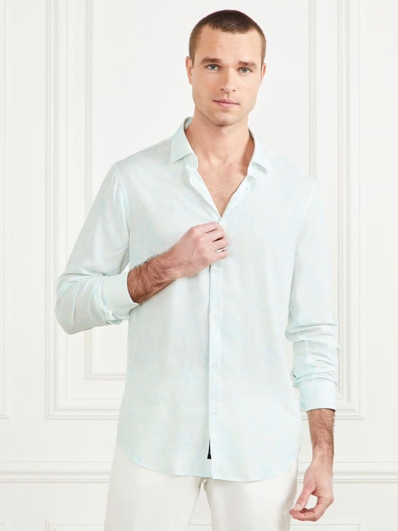 Guess Eco Benny Paul Shirt - Light Blue Tropical Fores Guess Eco Benny Paul Shirt - Light Blue Tropical Fores
