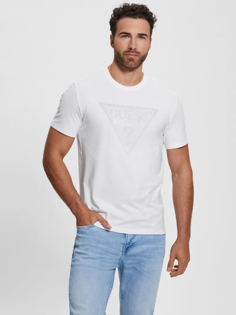 Guess Eco Triangle Crewneck Tee - Pure White Guess Eco Triangle Crewneck Tee - Pure White