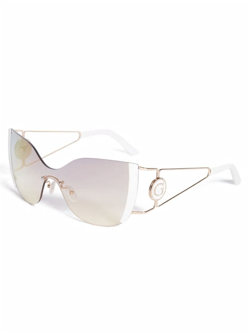 Guess Mirrored Rimless Cateye Sunglasses - White Guess Mirrored Rimless Cateye Sunglasses - White