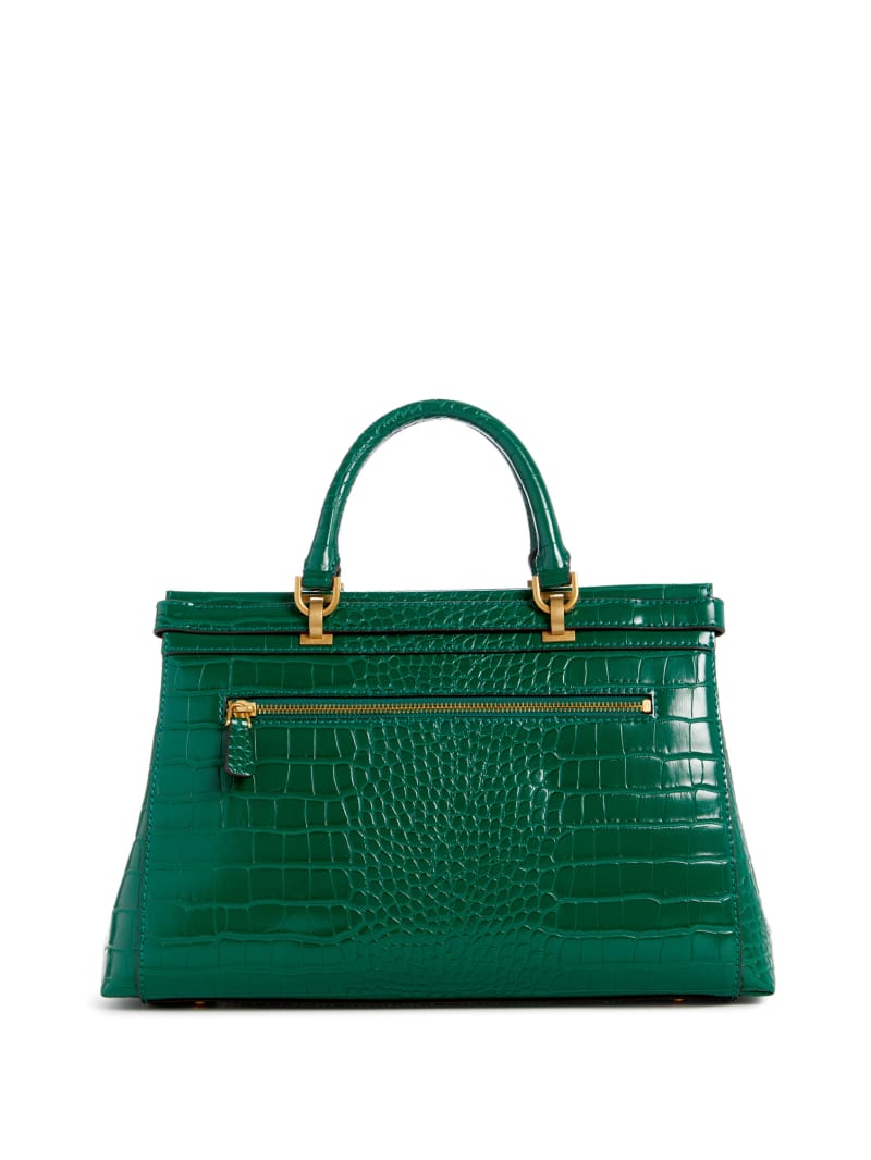 Guess Sestri Crocodile-Embossed Satchel - Green Guess Sestri Crocodile-Embossed Satchel - Green