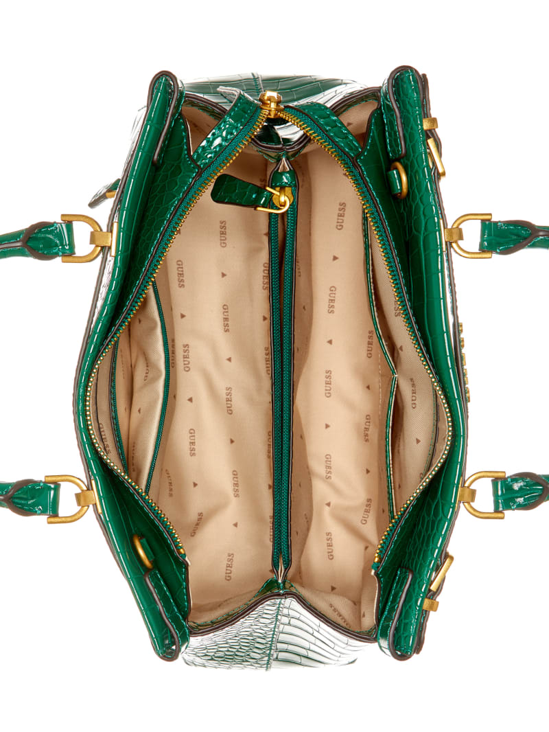 Guess Sestri Crocodile-Embossed Satchel - Green Guess Sestri Crocodile-Embossed Satchel - Green