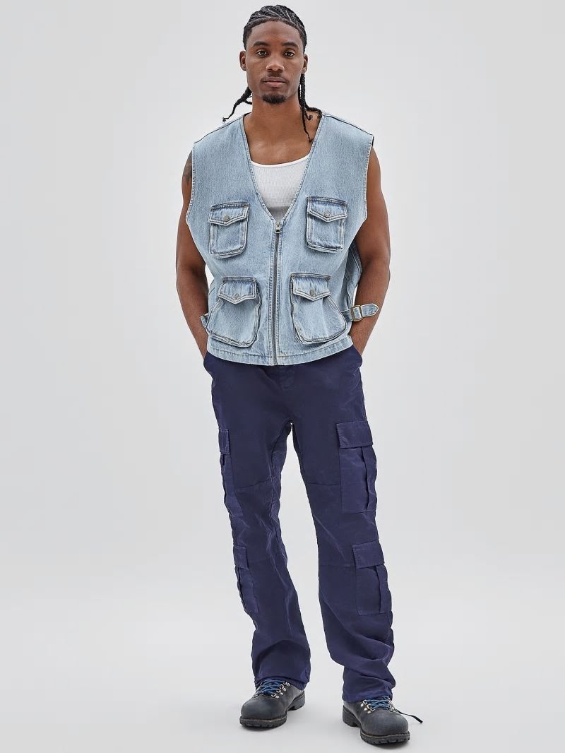 Guess GUESS Originals Denim Cargo Vest - Go Lt Vintage Wash Guess GUESS Originals Denim Cargo Vest - Go Lt Vintage Wash