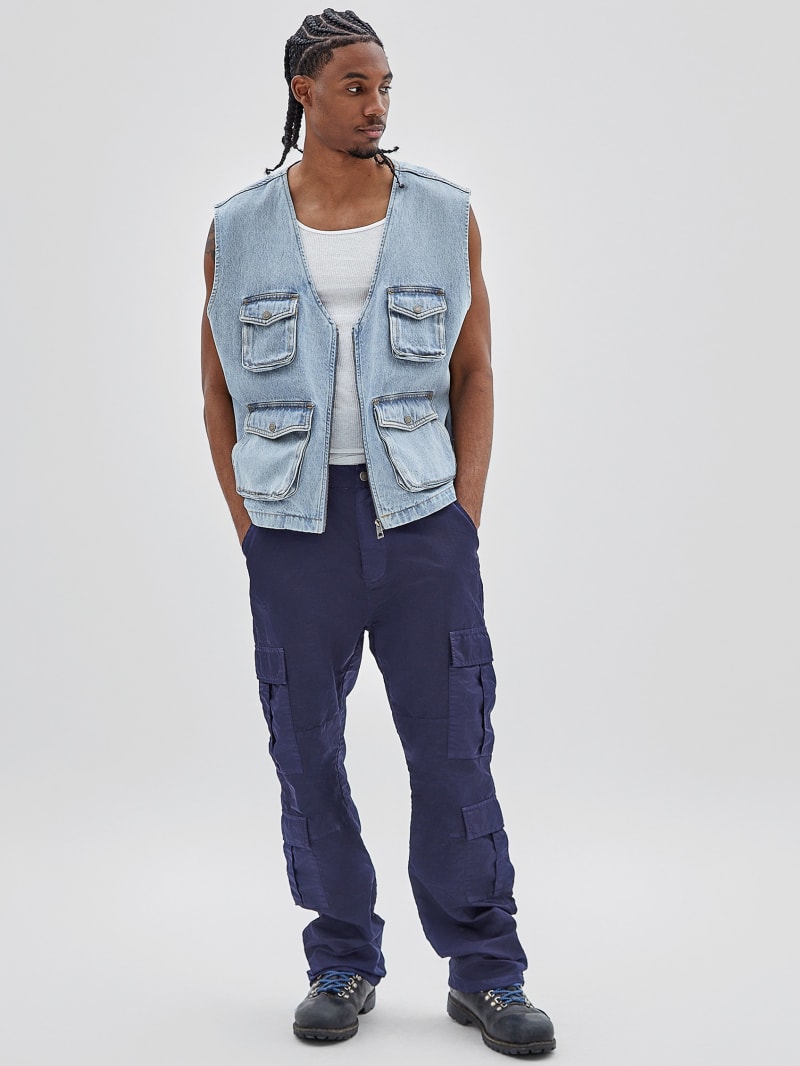 Guess GUESS Originals Denim Cargo Vest - Go Lt Vintage Wash Guess GUESS Originals Denim Cargo Vest - Go Lt Vintage Wash