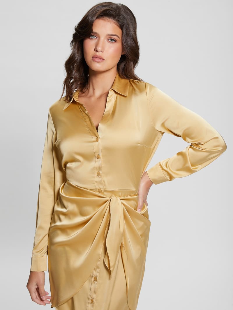 Guess Eco Alya Dress - Gold Multi Guess Eco Alya Dress - Gold Multi