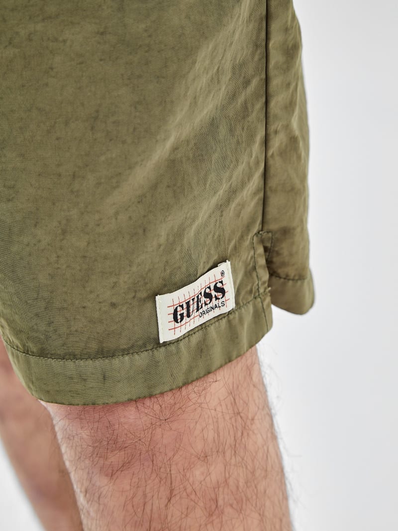 Guess GUESS Originals Washed Nylon Shorts - Go Washed Green Nylon Guess GUESS Originals Washed Nylon Shorts - Go Washed Green Nylon