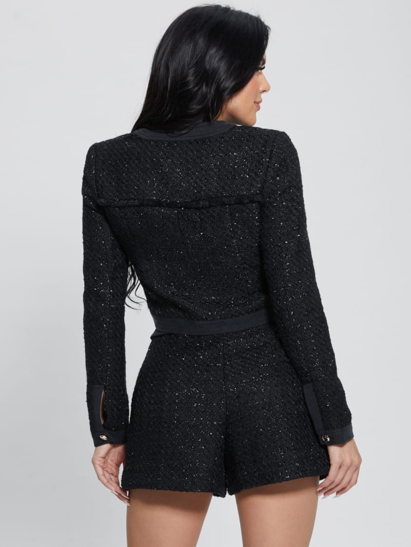Guess Clarissa Metallic Tweed Jacket - Black Tweed Fantasy Guess Clarissa Metallic Tweed Jacket - Black Tweed Fantasy