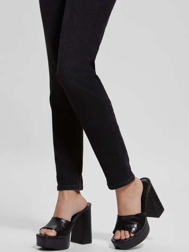Guess Jadah Crocodile-Embossed Platform Heels - Black 002 Guess Jadah Crocodile-Embossed Platform Heels - Black 002