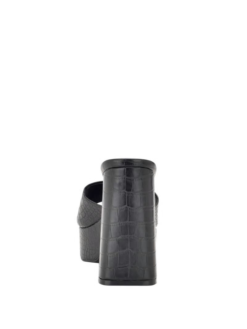 Guess Jadah Crocodile-Embossed Platform Heels - Black 002 Guess Jadah Crocodile-Embossed Platform Heels - Black 002