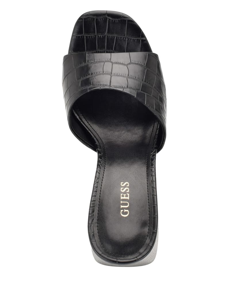 Guess Jadah Crocodile-Embossed Platform Heels - Black 002 Guess Jadah Crocodile-Embossed Platform Heels - Black 002