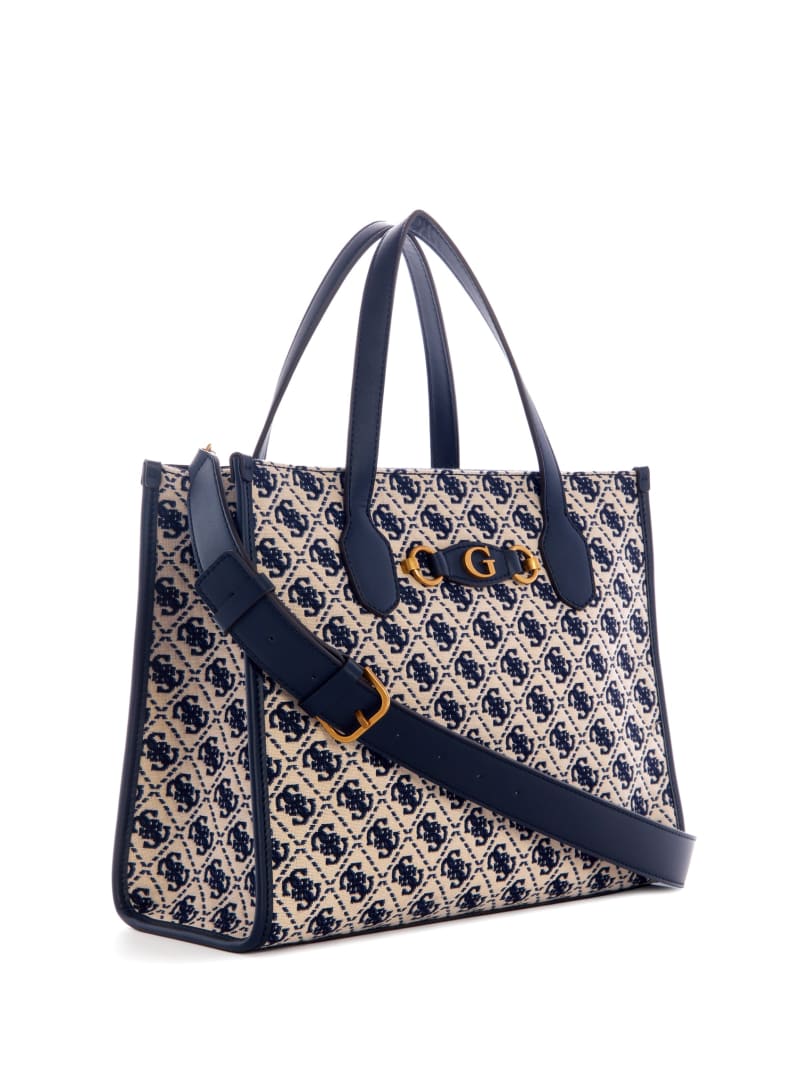 Guess Izzy Jacquard Logo Tote - Navy Logo Guess Izzy Jacquard Logo Tote - Navy Logo