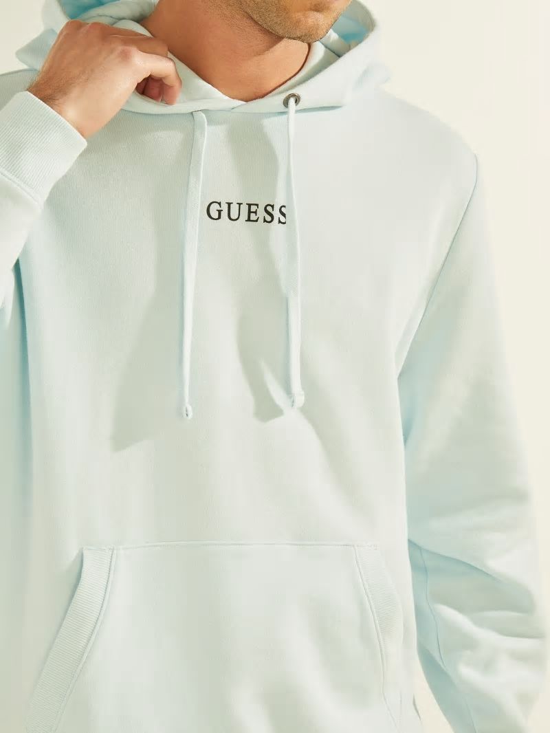 Guess Eco Roy Logo Hoodie - Marseille Blue Guess Eco Roy Logo Hoodie - Marseille Blue