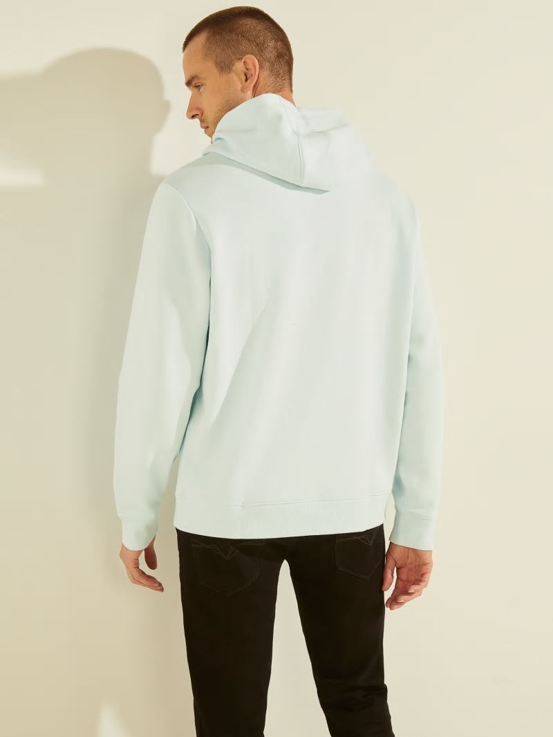 Guess Eco Roy Logo Hoodie - Marseille Blue Guess Eco Roy Logo Hoodie - Marseille Blue