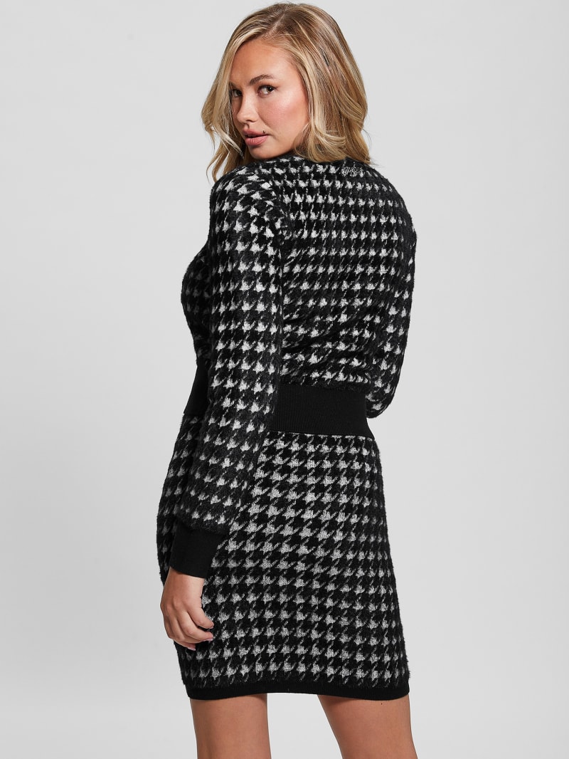 Guess Violet Wool-Blend Cardigan Sweater - White/Black Pied De Poule Guess Violet Wool-Blend Cardigan Sweater - White/Black Pied De Poule
