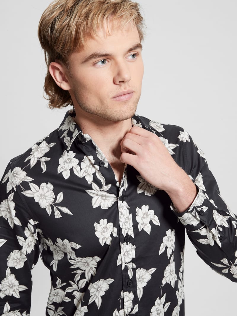 Guess Luxe Magnolia Shirt - Falling Magnolia Black Guess Luxe Magnolia Shirt - Falling Magnolia Black