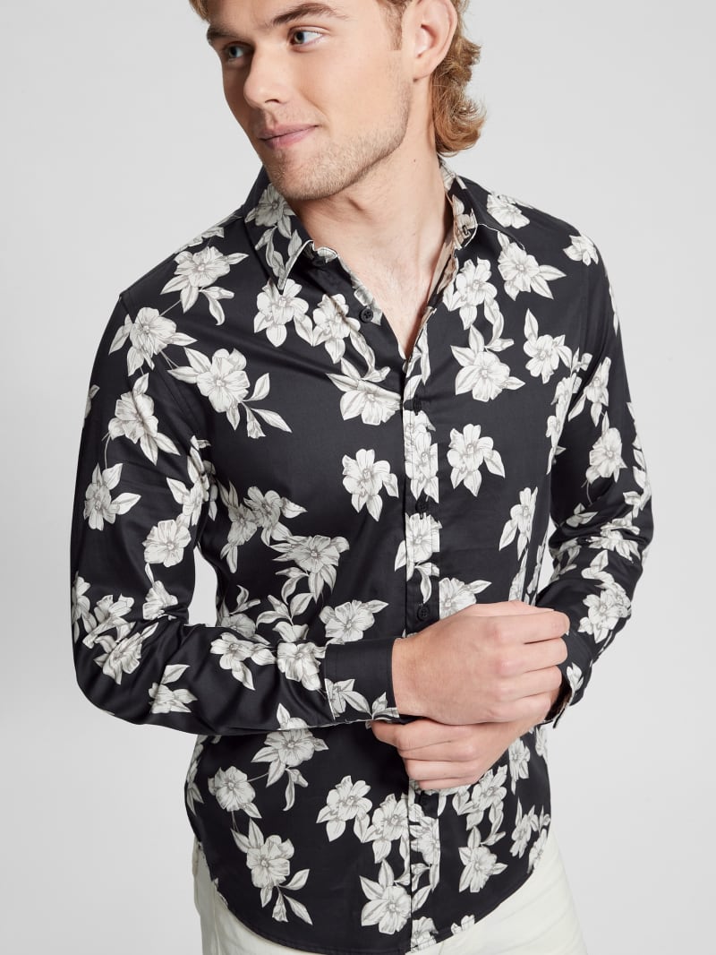 Guess Luxe Magnolia Shirt - Falling Magnolia Black Guess Luxe Magnolia Shirt - Falling Magnolia Black