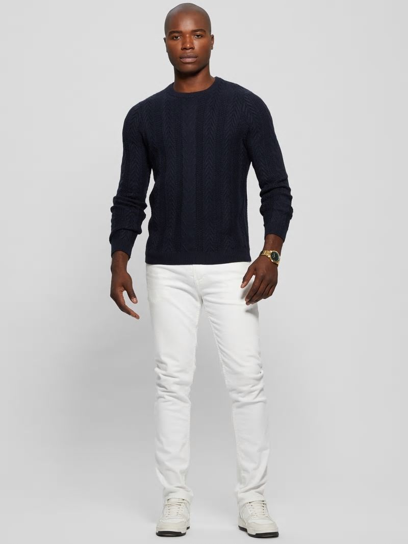 Guess Eco Ethan Cable Knit Sweater - Bleu éLéGant Guess Eco Ethan Cable Knit Sweater - Bleu éLéGant