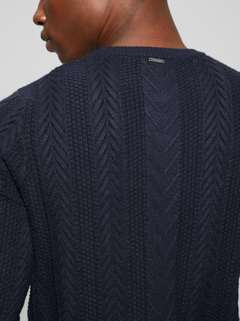 Guess Eco Ethan Cable Knit Sweater - Bleu éLéGant Guess Eco Ethan Cable Knit Sweater - Bleu éLéGant