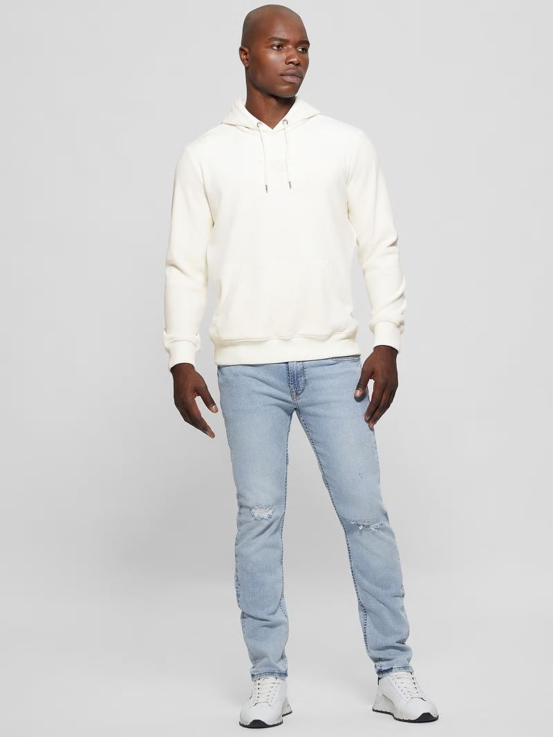 Guess Bonded Velvet GUESS Hoodie - Salt White Guess Bonded Velvet GUESS Hoodie - Salt White