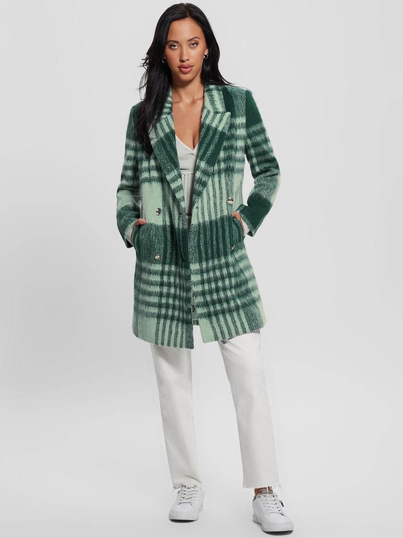 Guess Ramona Plaid Coat - Green Check Guess Ramona Plaid Coat - Green Check