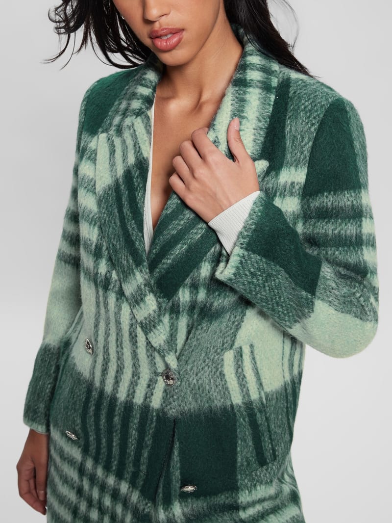 Guess Ramona Plaid Coat - Green Check Guess Ramona Plaid Coat - Green Check