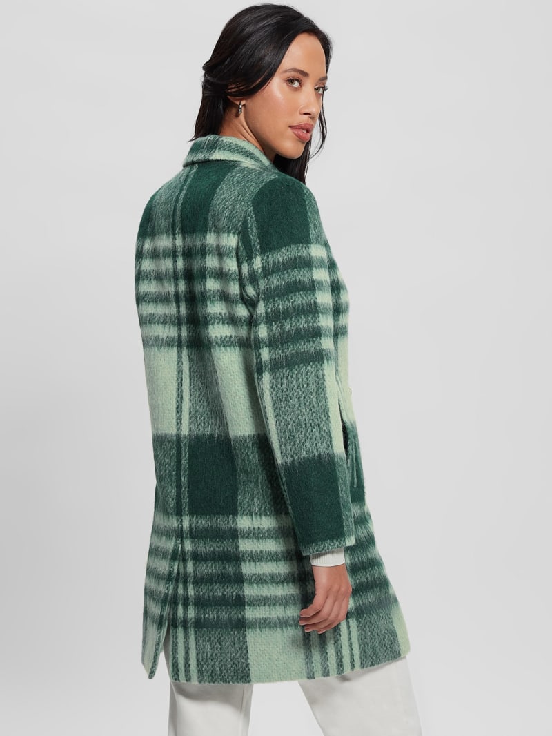 Guess Ramona Plaid Coat - Green Check Guess Ramona Plaid Coat - Green Check