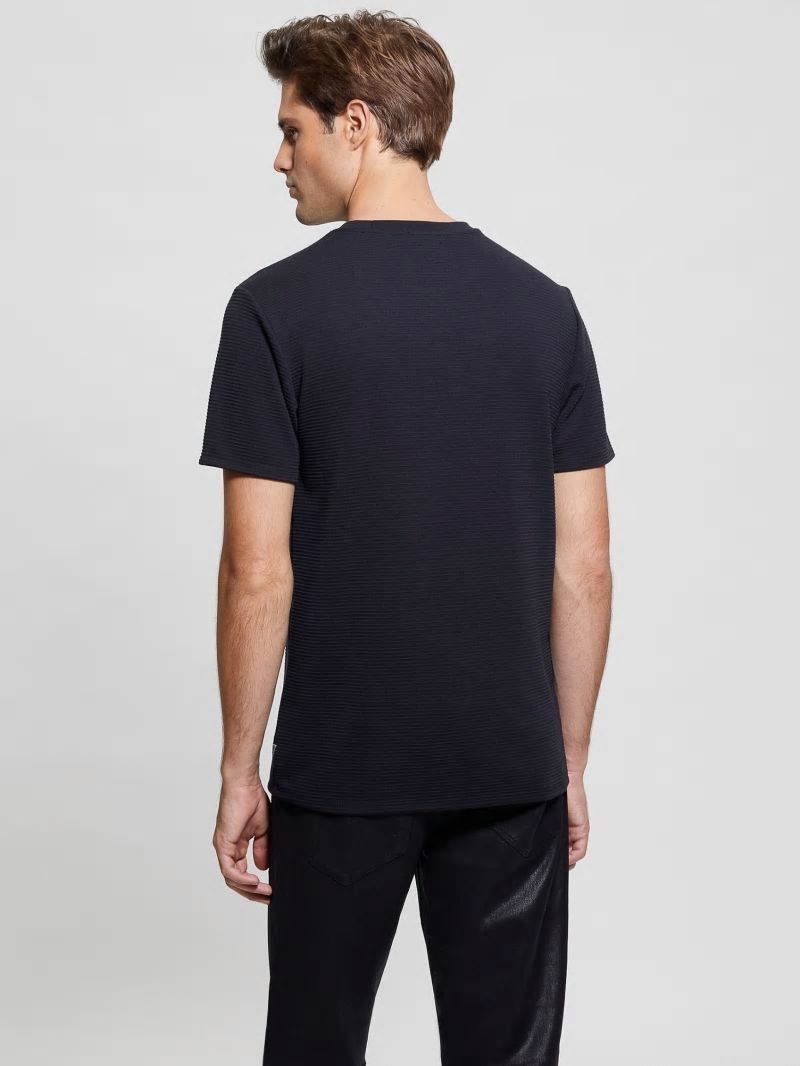 Guess Textured Stripe Tee - Bleu &eacute;L&eacute;Gant