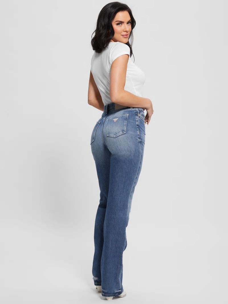 Guess 80s Embellished Distressed Straight Jeans - Wild Heart Guess 80s Embellished Distressed Straight Jeans - Wild Heart