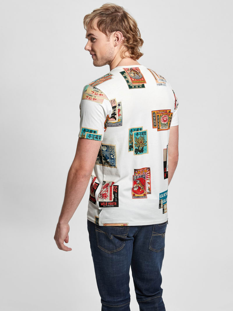 Guess Stamp Collection Tee - Salt White Multi Guess Stamp Collection Tee - Salt White Multi