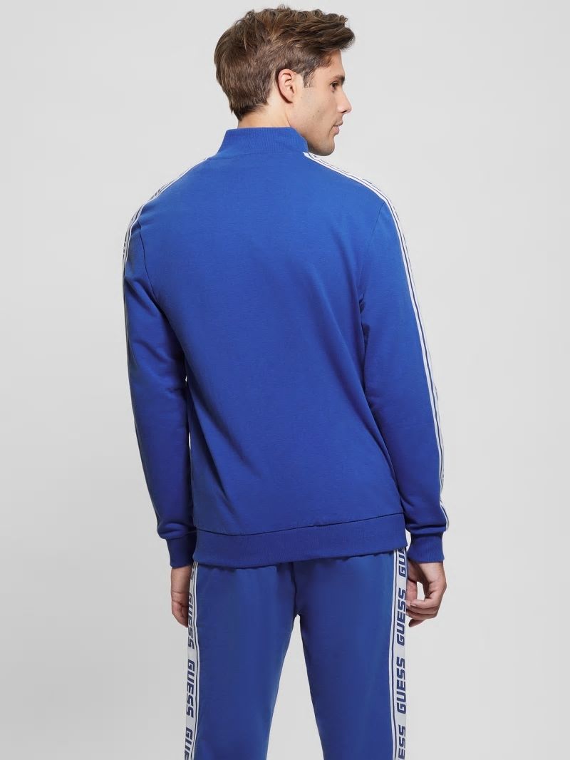 Guess Eco Arlo Logo Tape Zip Sweatshirt - Blue Maya Guess Eco Arlo Logo Tape Zip Sweatshirt - Blue Maya