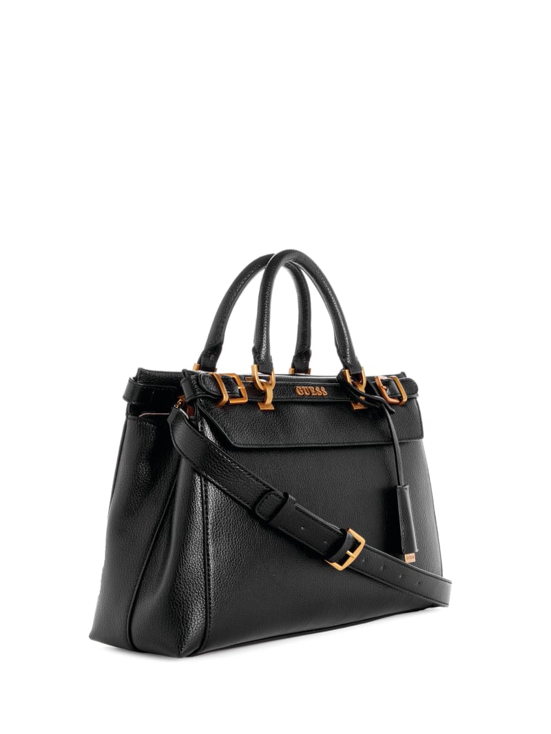 Guess Sestri Pebbled Luxury Satchel - Black Floral Print Guess Sestri Pebbled Luxury Satchel - Black Floral Print