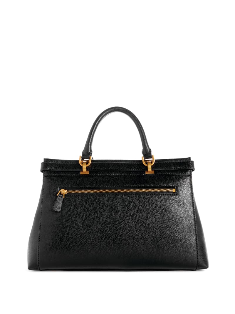 Guess Sestri Pebbled Luxury Satchel - Black Floral Print Guess Sestri Pebbled Luxury Satchel - Black Floral Print