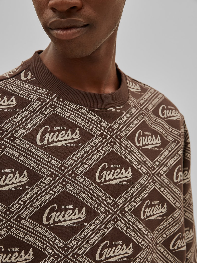 Guess GUESS Originals Printed Crewneck - Coarse Brown Multi Guess GUESS Originals Printed Crewneck - Coarse Brown Multi