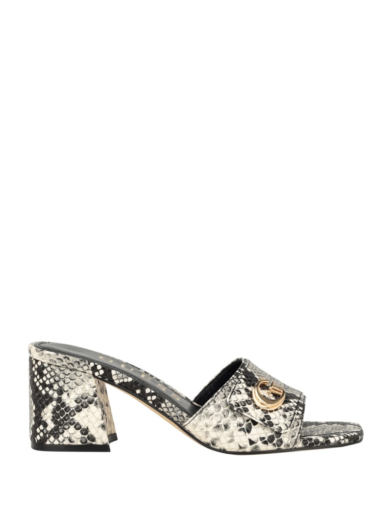 Guess Gallai Block Heel Mules - Black Leather Guess Gallai Block Heel Mules - Black Leather