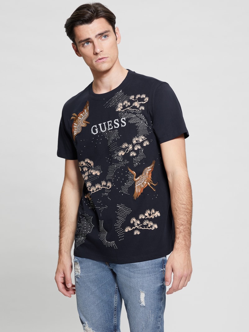 Guess Eco Logo Bird Tee - Bleu éLéGant Guess Eco Logo Bird Tee - Bleu éLéGant