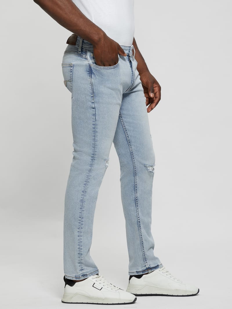 Guess Distressed Low-Rise Slim Straight Jeans - Light Sail Guess Distressed Low-Rise Slim Straight Jeans - Light Sail