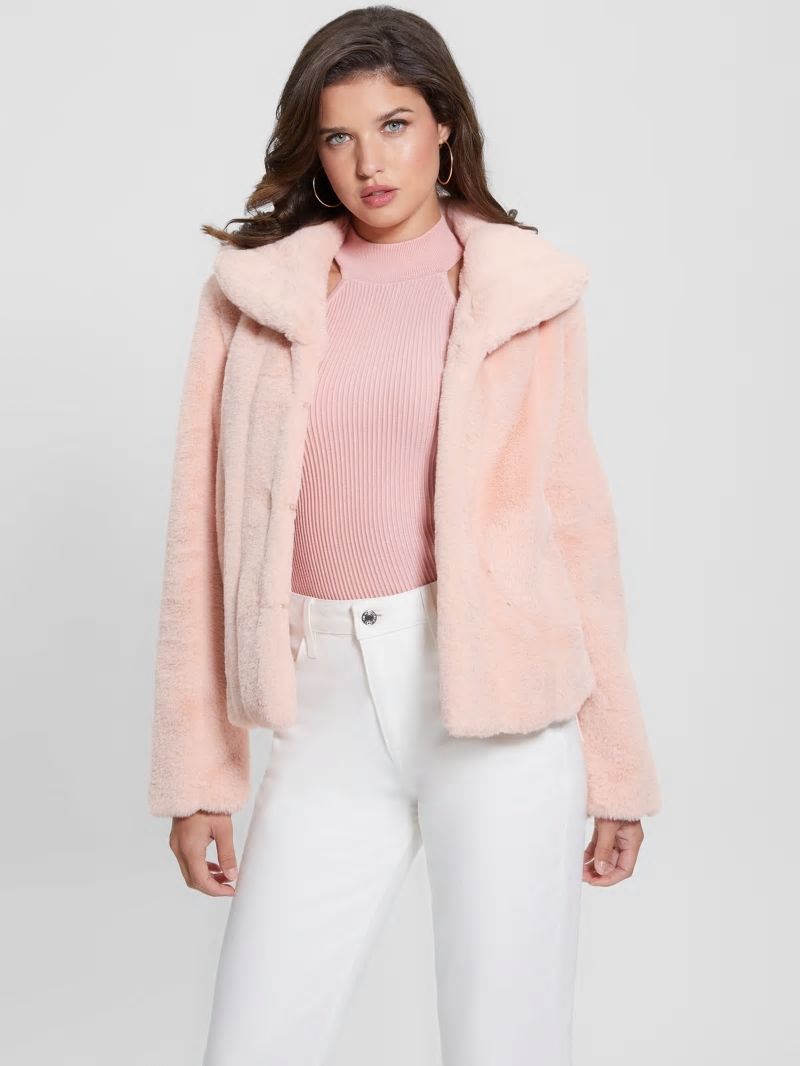 Guess Sophy Faux-Fur Jacket - Dolly Pink Guess Sophy Faux-Fur Jacket - Dolly Pink