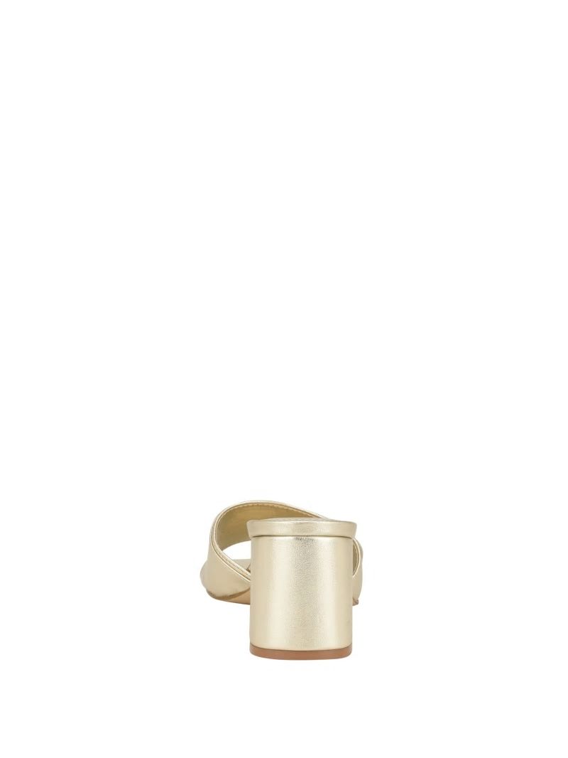 Guess Gallai Block Heel Mules - Gold Guess Gallai Block Heel Mules - Gold