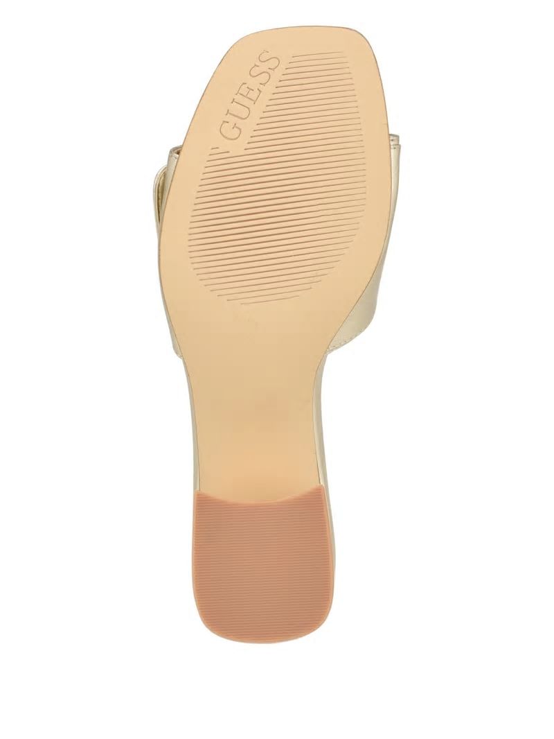 Guess Gallai Block Heel Mules - Gold Guess Gallai Block Heel Mules - Gold