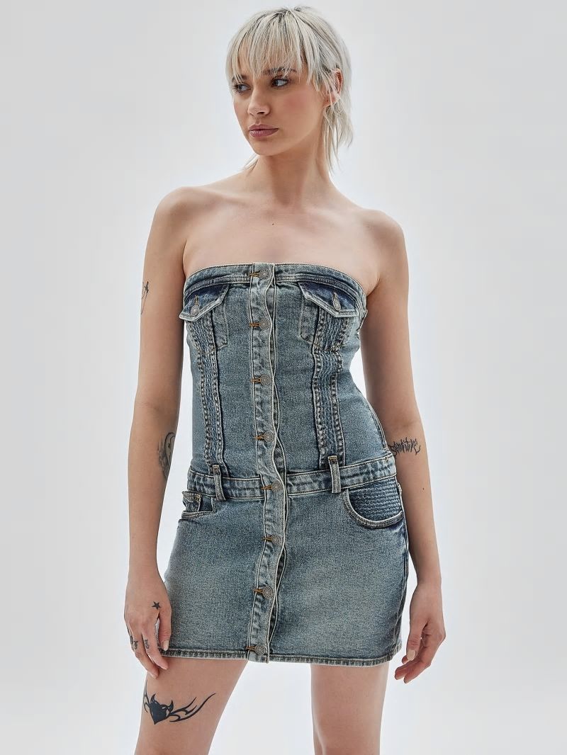 Guess GUESS Originals Vintage Strapless Dress - Go Vintage Tinted Medium Guess GUESS Originals Vintage Strapless Dress - Go Vintage Tinted Medium