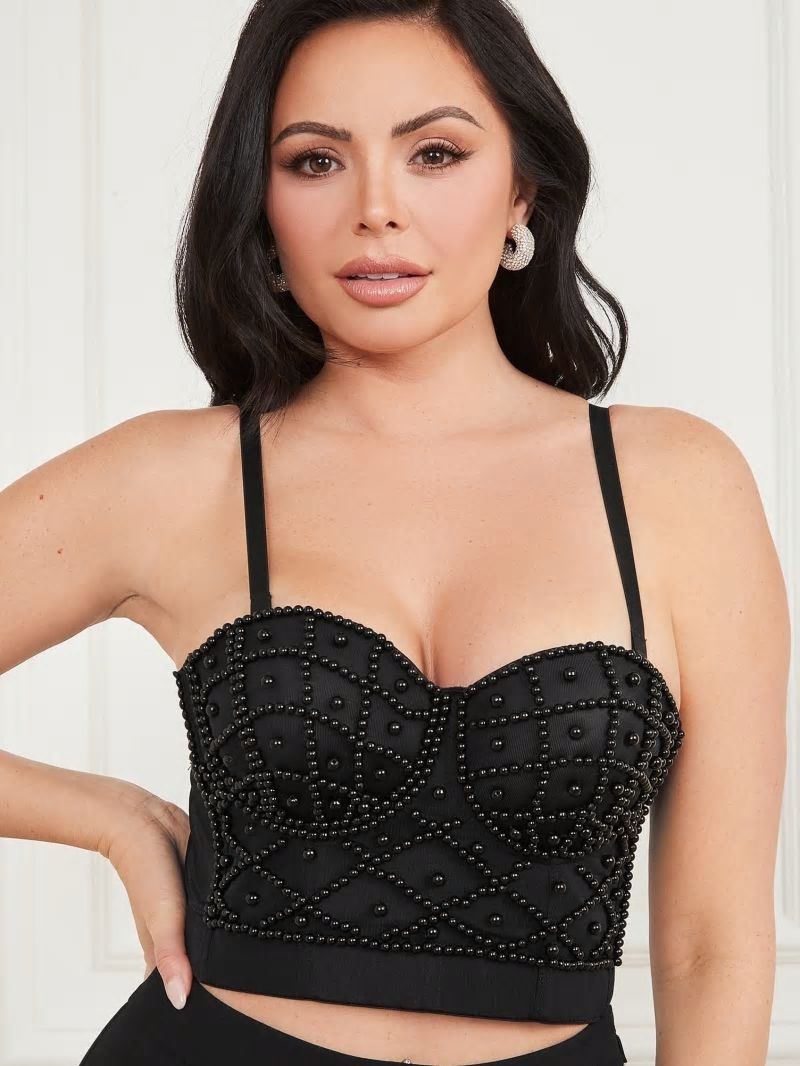 Guess Lea Bustier Top - Jet Black Multi Guess Lea Bustier Top - Jet Black Multi