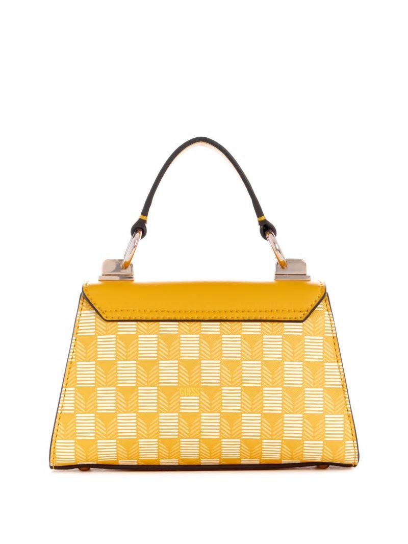 Guess Hallie Mini Fold-Over Flap Bag - Yellow Logo Guess Hallie Mini Fold-Over Flap Bag - Yellow Logo
