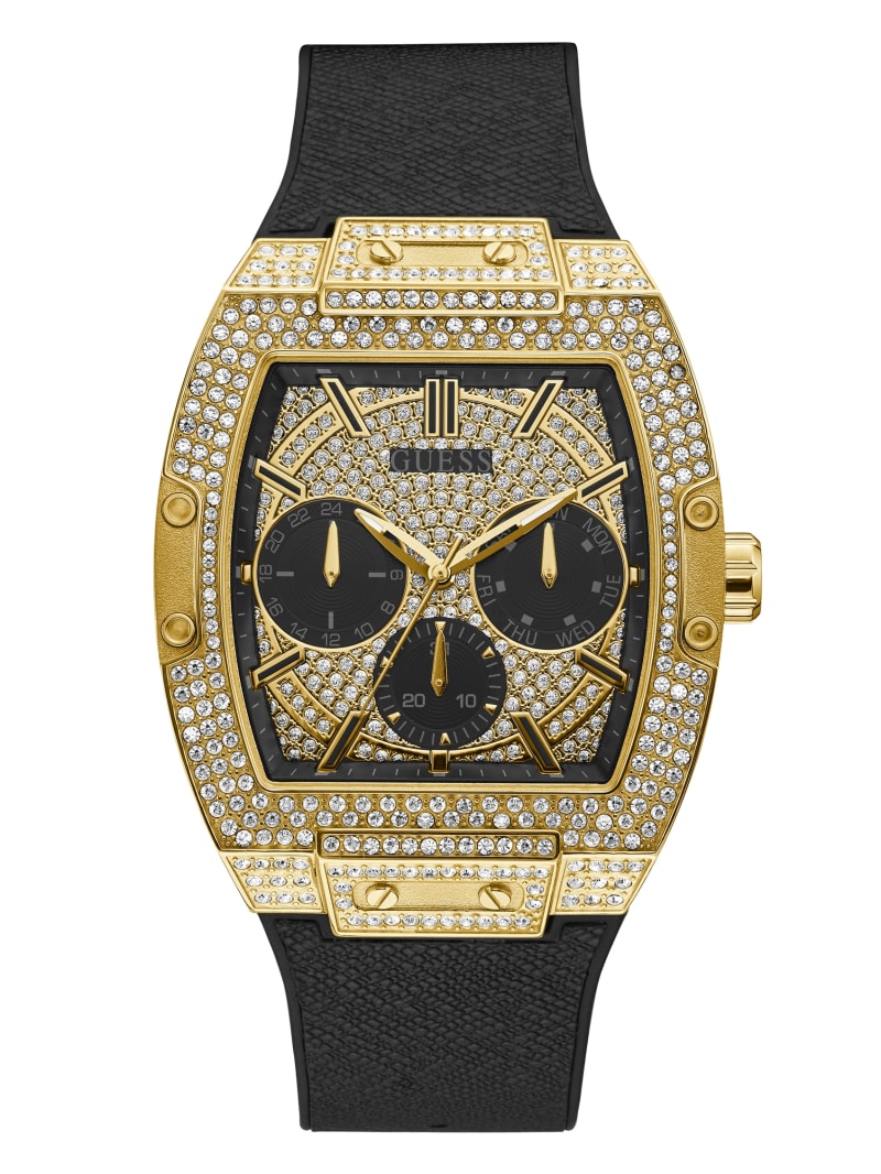 Guess Gold-Tone Crystal Multifunction Watch - Black Guess Gold-Tone Crystal Multifunction Watch - Black