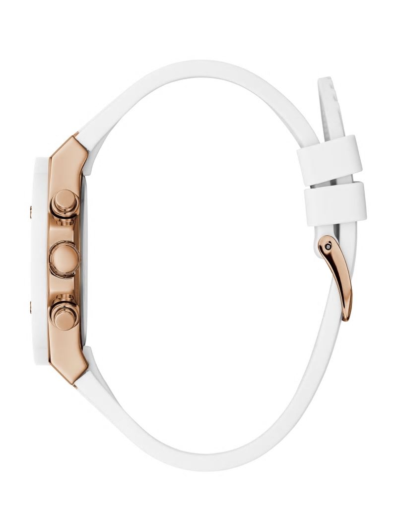 Guess Rose Gold-Tone And White Multifunction Watch - White Multi Guess Rose Gold-Tone And White Multifunction Watch - White Multi