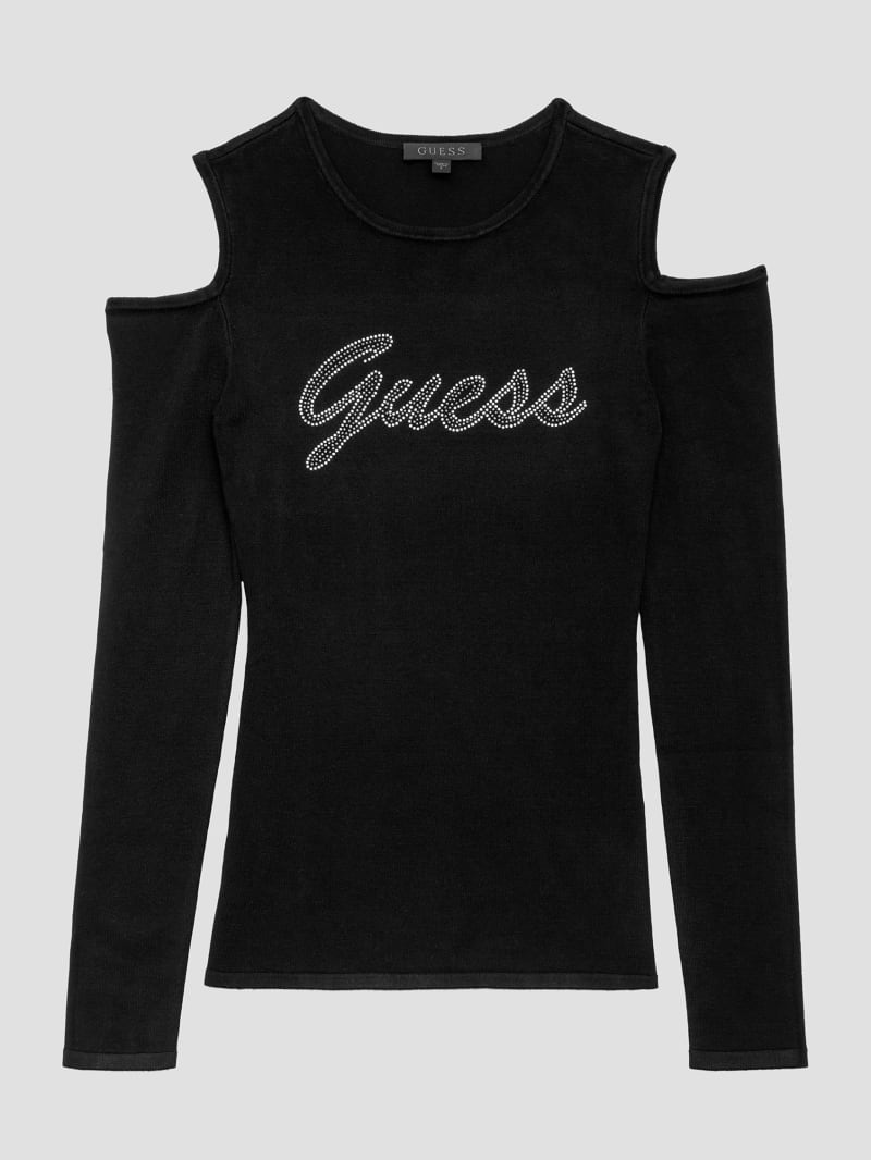 Guess Signature Cold-Shoulder Sweater - Black Guess Signature Cold-Shoulder Sweater - Black
