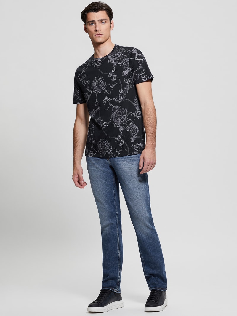 Guess Eco Gold Chain Tee - Gold Chain Logo Greyscale Guess Eco Gold Chain Tee - Gold Chain Logo Greyscale