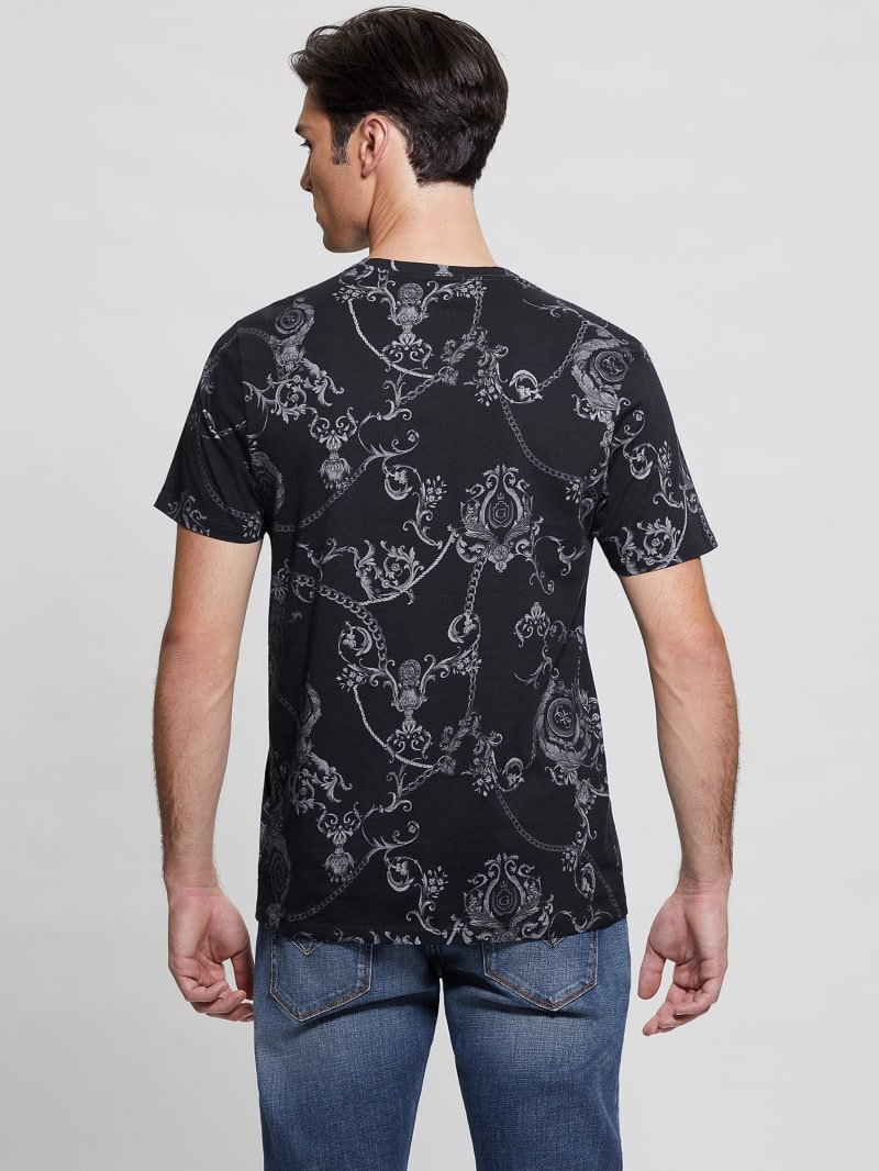 Guess Eco Gold Chain Tee - Gold Chain Logo Greyscale Guess Eco Gold Chain Tee - Gold Chain Logo Greyscale