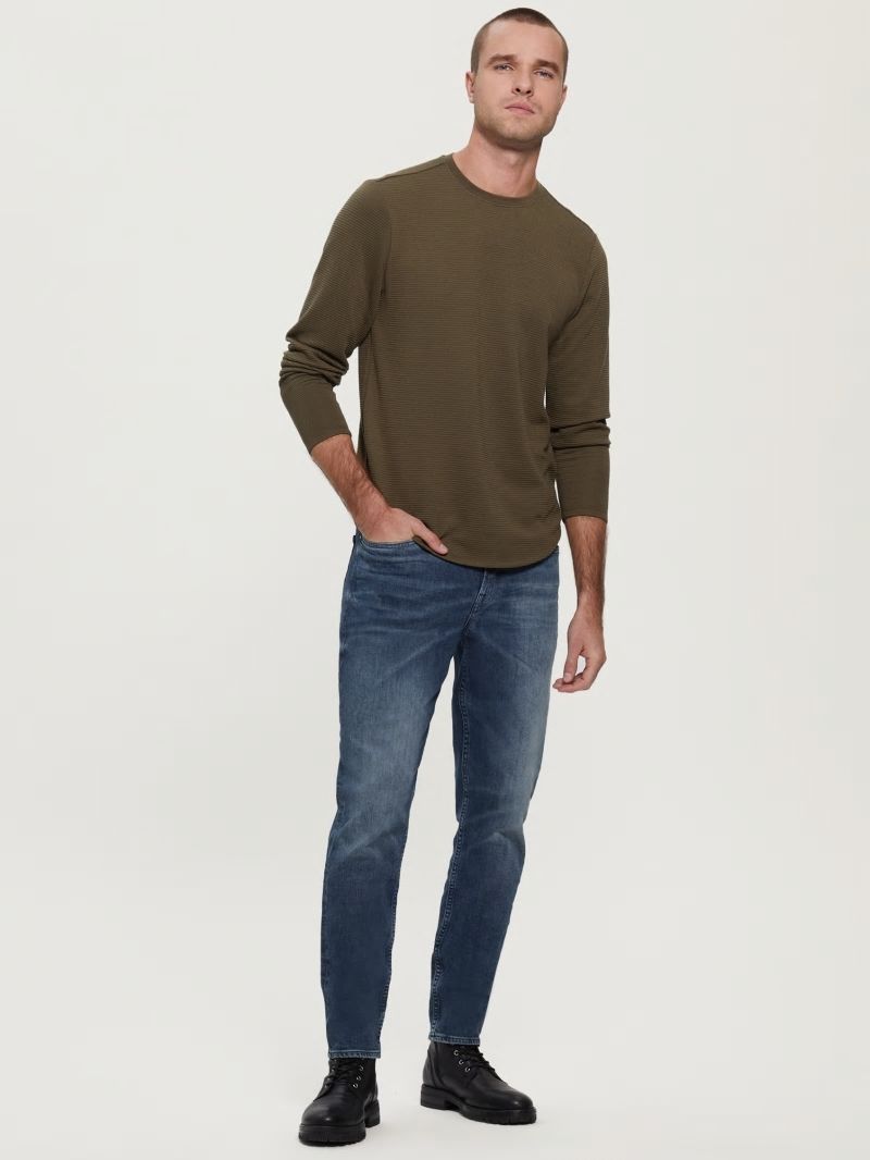 Guess Textured Jersey Long-Sleeve Tee - Army Olive Guess Textured Jersey Long-Sleeve Tee - Army Olive
